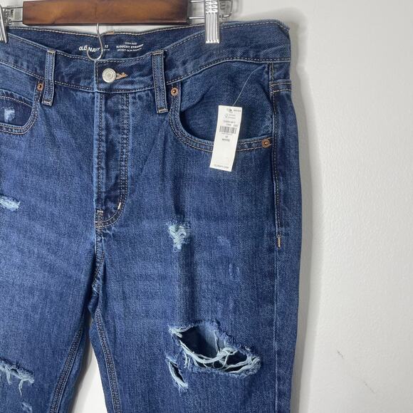Old Navy women's blue jeans size 12p 12 petite Slouchy Straight High Rise new - Picture 2 of 16